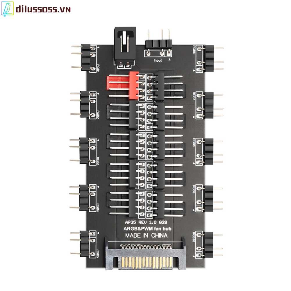 Quạt Tản Nhiệt 2 Trong 1 Hub 5V 3PIN ARGB SATA 10 Chiều Cho Máy Tính Ốp