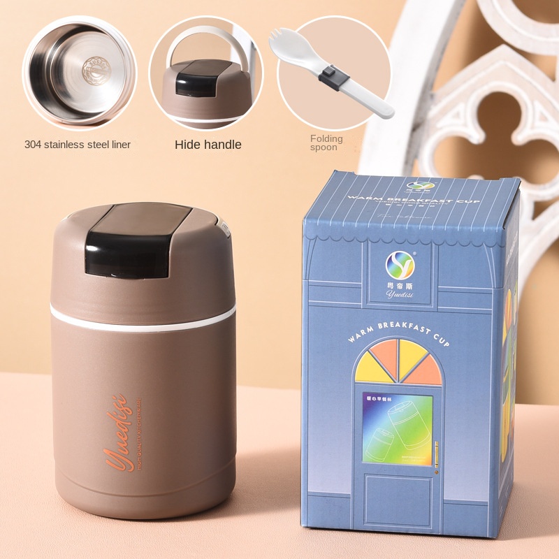Hộp Đựng Cơm Trưa Cách Nhiệt Bằng Thép Không Gỉ 304 Thiết Kế Nhỏ Gọn Có Thể Tháo Rời Tiện Dụng