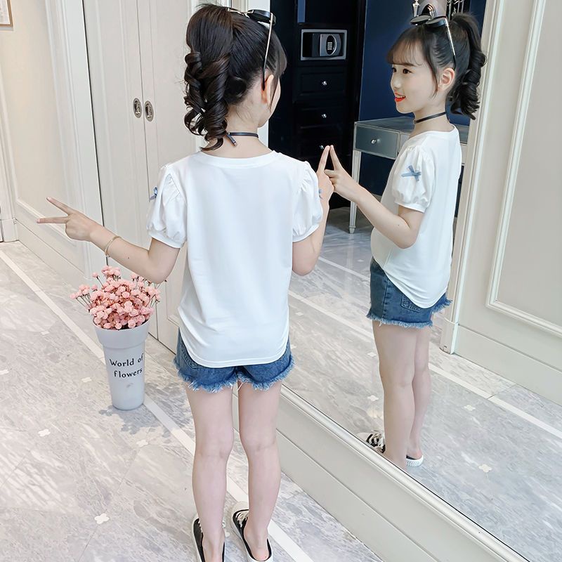 Áo Thun Cotton Nguyên Chất Tay Ngắn Phong Cách Hàn Quốc Thời Trang Mùa Hè Mới 2023 Cho Bé Gái