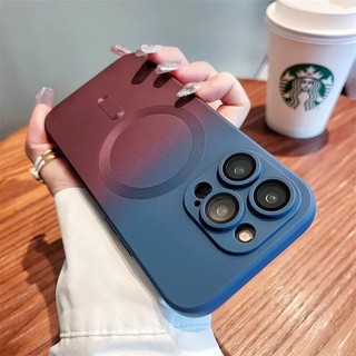 Ốp Điện Thoại Silicon Màu Gradient Tích Hợp Bảo Vệ Ống Kính Máy Ảnh Không Dây Sang Trọng Cho iPhone 11 12 13 14 Pro Max Mac