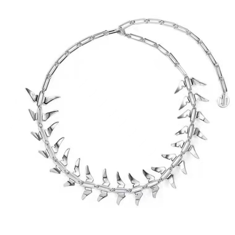 Vòng Cổ Choker Bản To Thêu Hình Xương Cá Phong Cách Punk Dễ Phối Đồ Thời Trang Cho Nữ