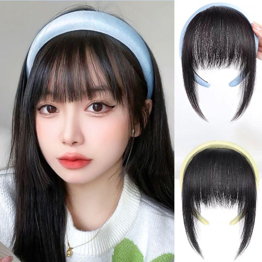 Dây Cột Tóc Mái Giả Bồng Bềnh Bằng Sợi Tự Nhiên Chịu Nhiệt Dễ Thương Cho Nữ