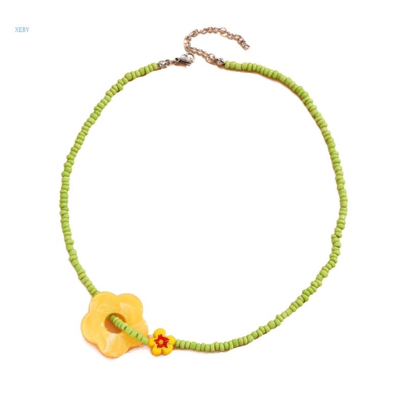 Vòng Cổ Choker Bằng Acrylic Đính Hạt Hình Hoa Thời Trang Cho Nữ