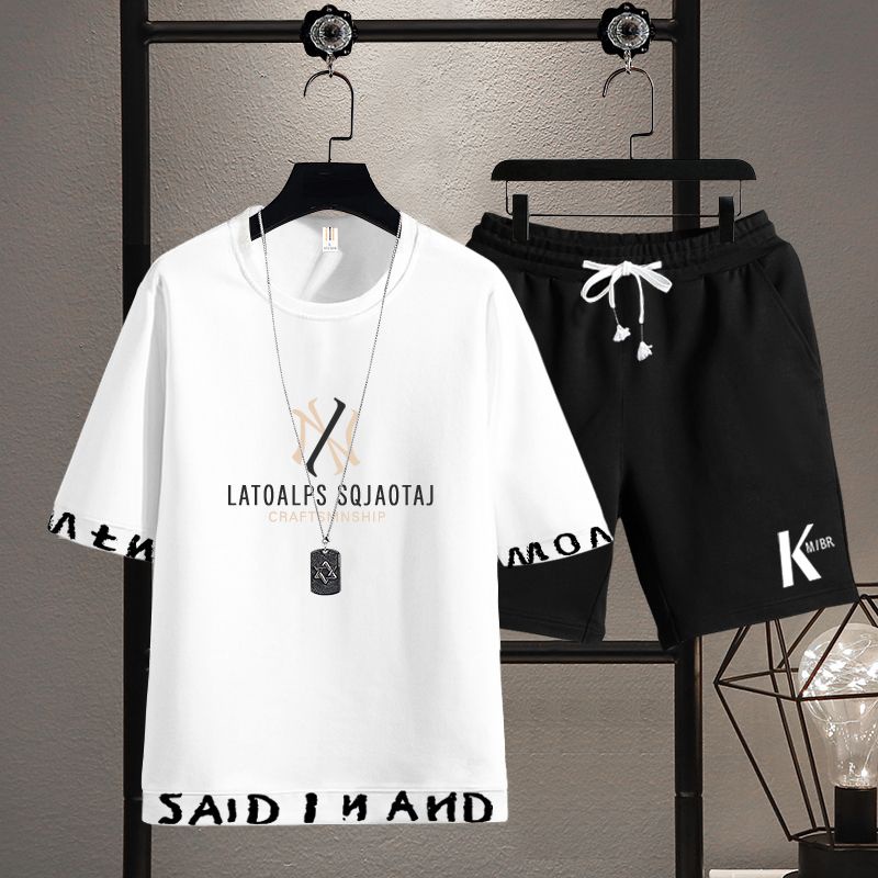 Bộ Đồ Thể Thao Áo Thun Tay Ngắn Phối Quần Short Dáng Rộng Thời Trang Mùa Hè 2023 Mới Cho Nam