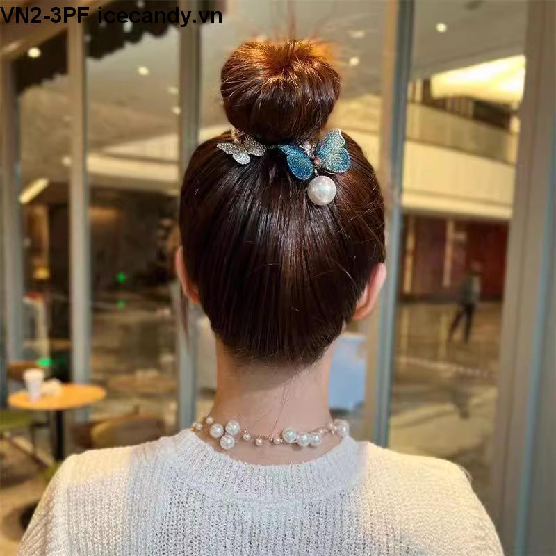 🥟ice🥟Kẹp Tóc Hình Bướm Đính Ngọc Trai Thời Trang Cho Nữ