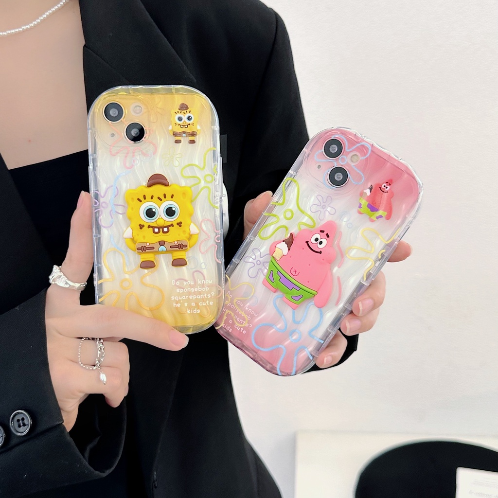 Ốp Điện Thoại TPU Dẻo Trong Suốt Họa Tiết Hoạt Hình Spongebob &amp; Patrick Cho iPhone 13 12 11 Pro Max 14 Plus
