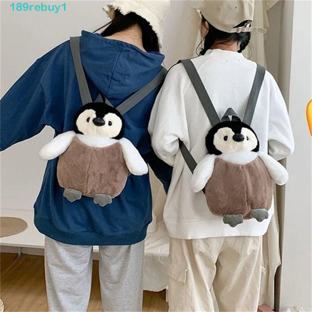 Rebuy1 Túi Đeo Vai Lông Mềm Hình Chim Cánh Cụt Hoạt Họa Nhồi Bông Làm Quà Tặng Cho Nữ