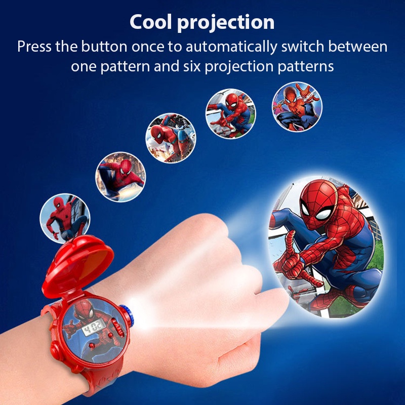 Đồng Hồ Điện Tử Hình Người Nhện / Bạch Tuyết / Captain America Hoạt Hình Dễ Thương Cho Bé