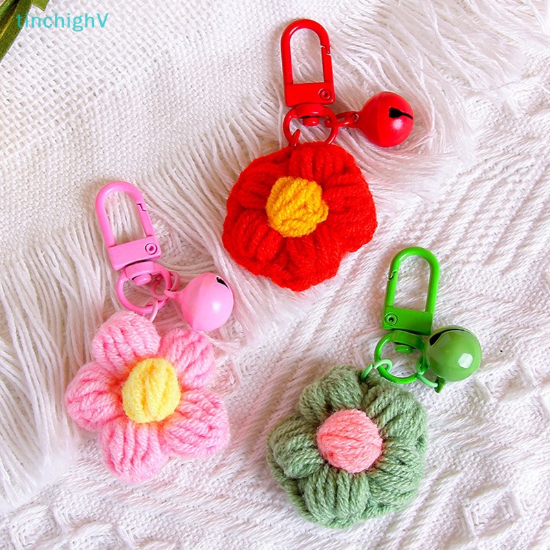 [TinchighV] Móc Chìa Khóa / Ba Lô / Túi Xách Trang Trí Hình Hoa Đan Len Dễ Thương [Mới]