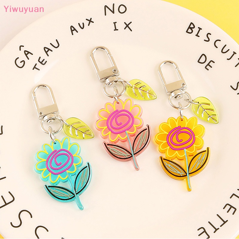 < Yiwuyuan > Móc Khóa Ba Lô Acrylic Trong Suốt Hình Hoa Hướng Dương Đáng Yêu Mới