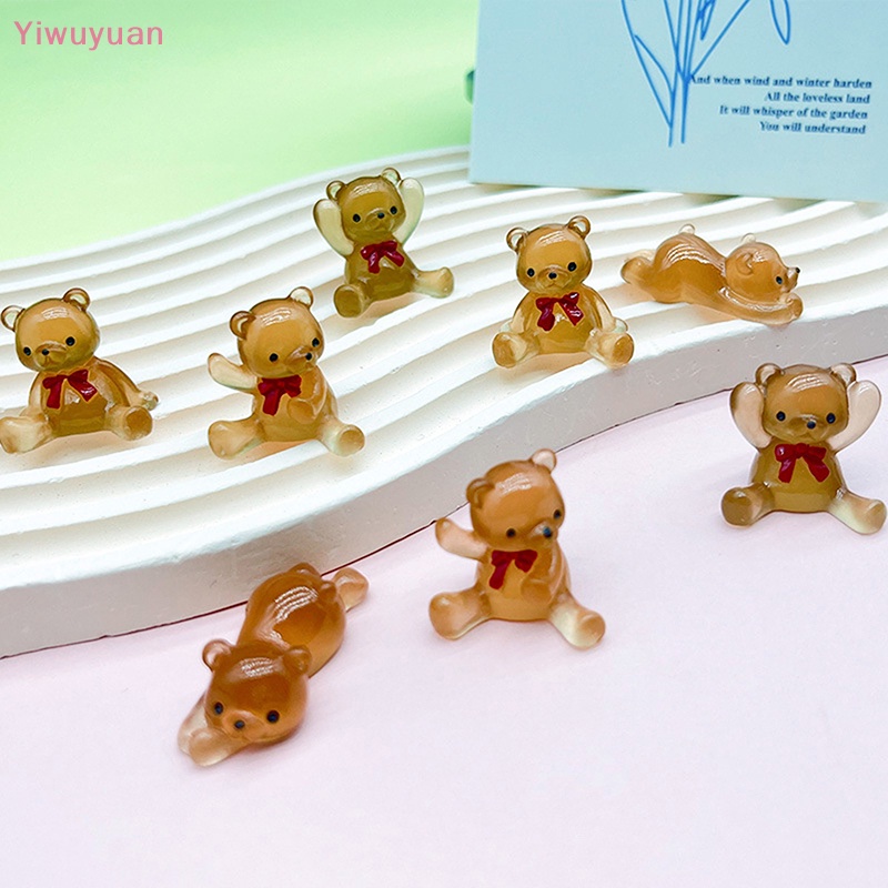 Bộ 2 Đồ trang trí Gấu Dạ Quang Thu Nhỏ Bằng Nhựa Resin Dễ Thương Trang Trí Tiểu Cảnh / Bảng Điều Khiển Xe Hơi