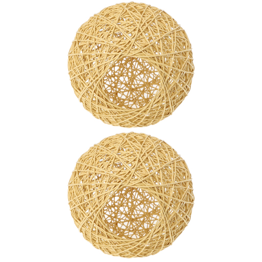 Bộ 2 Chụp Đèn Treo Trần Nhà Bằng Cotton Lanh Màu Vàng Kích Thước 15x15cm Độc Đáo Trang Trí Nhà Cửa / Văn Phòng