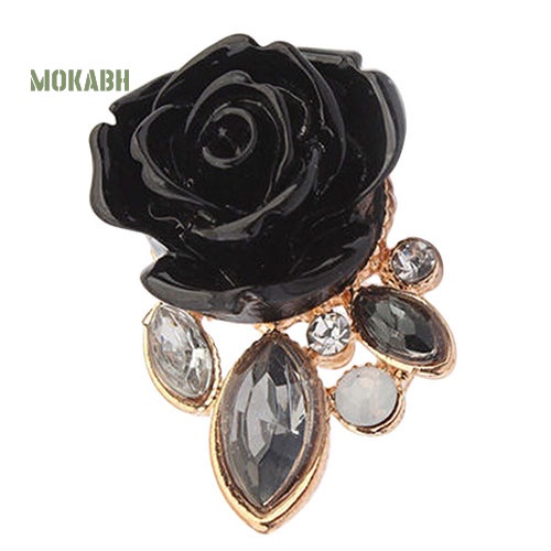 Bông Tai Hình Hoa Hồng Đính Đá Phong Cách Retro Thanh Lịch Cho Nữ