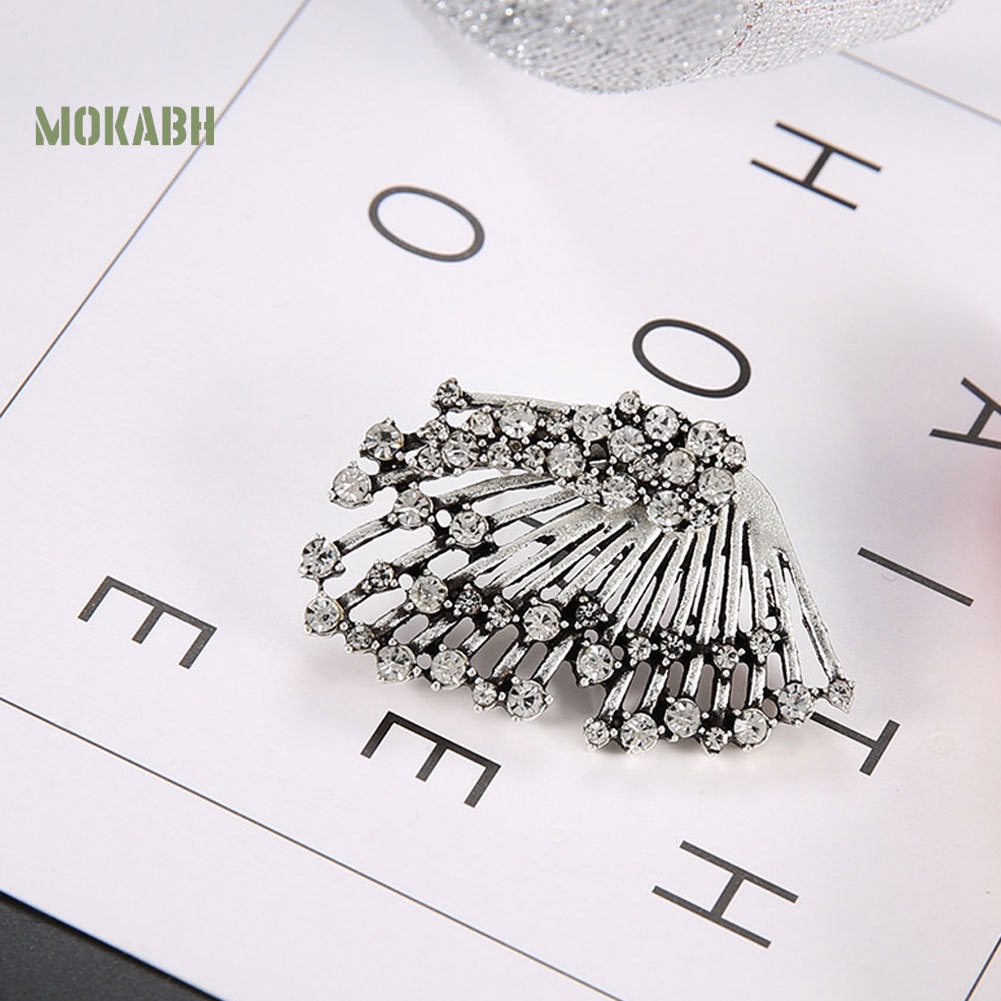 1 Chiếc Khuyên Tai Hình Quạt Đính Đá Phong Cách Vintage