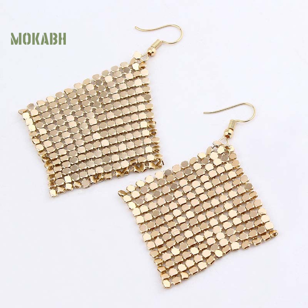 Bông Tai Dạng Móc Hình Lưới Đính Kim Sa Lấp Lánh Thời Trang Dự Tiệc Cho Nữ