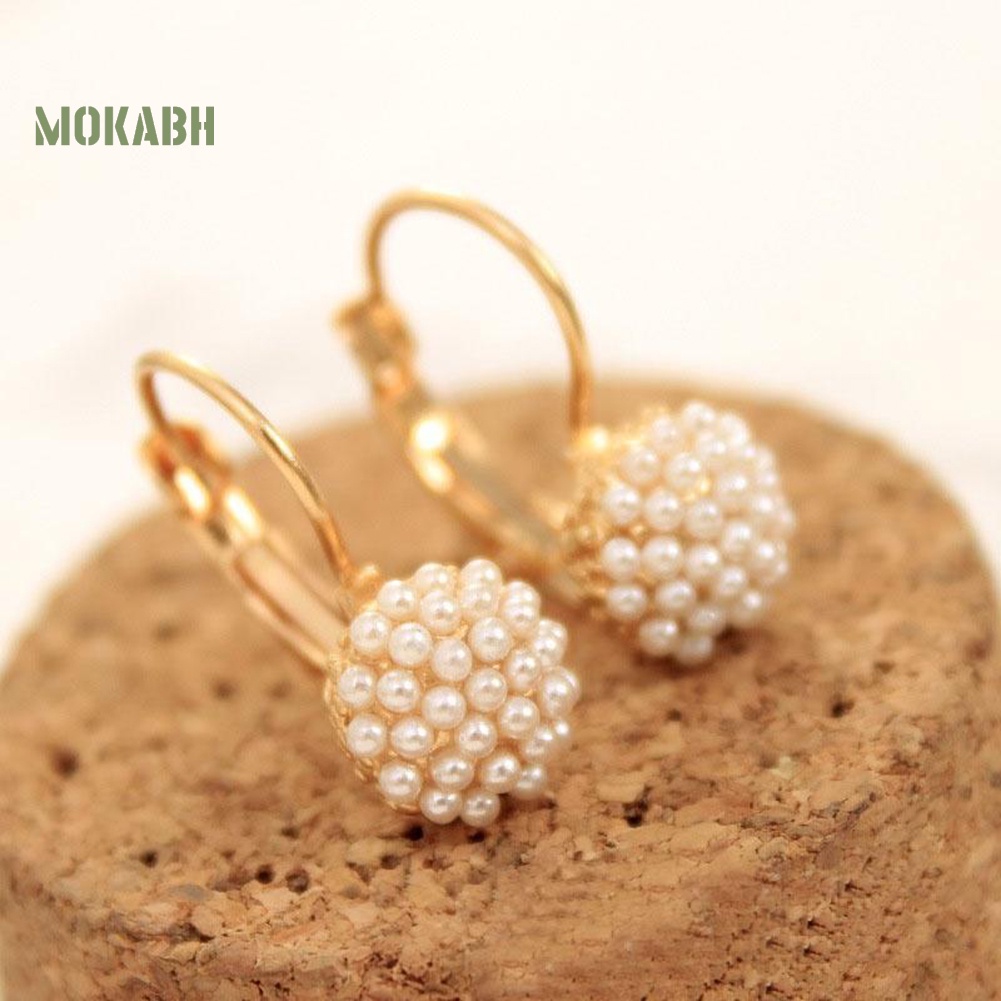 Bông Tai Tròn Đính Ngọc Trai Giả Thời Trang Dành Cho Nữ