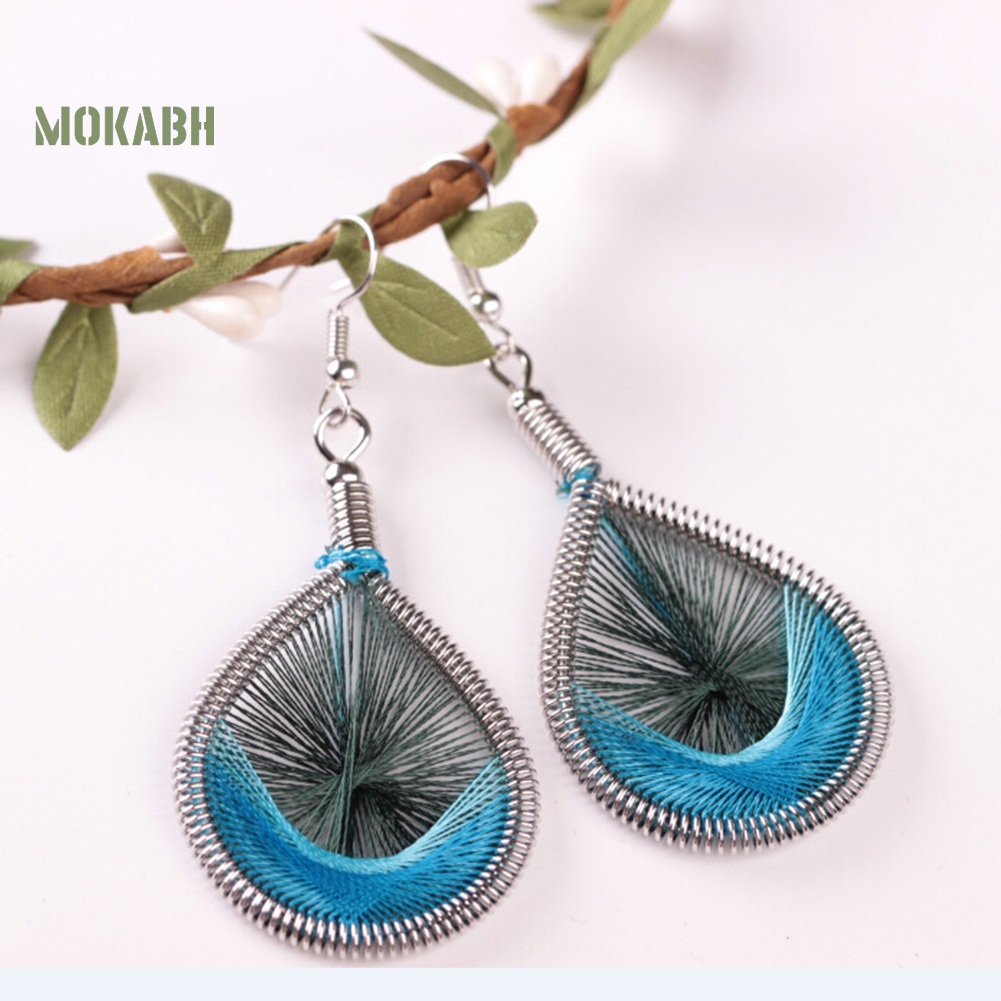 Bông Tai Móc Hình Giọt Nước Bằng Lụa Nhiều Màu Phong Cách Bohemian Thời Trang Cho Nữ