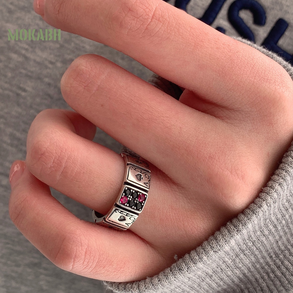 [Mới] Nhẫn Hở Đính Đá Zircon Kiểu Vintage Có Thể Điều Chỉnh Kích Thước