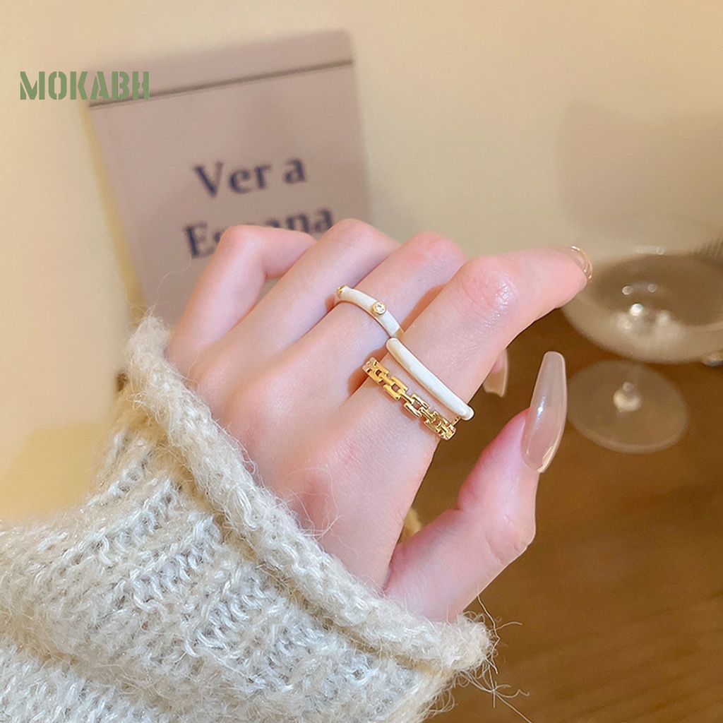 [Mới] Nhẫn Hai Lớp Dạng Hở Mạ Vàng Trơn Phối Dây Xích Thời Trang Có Thể Điều Chỉnh Làm Quà Tặng Cho Nữ