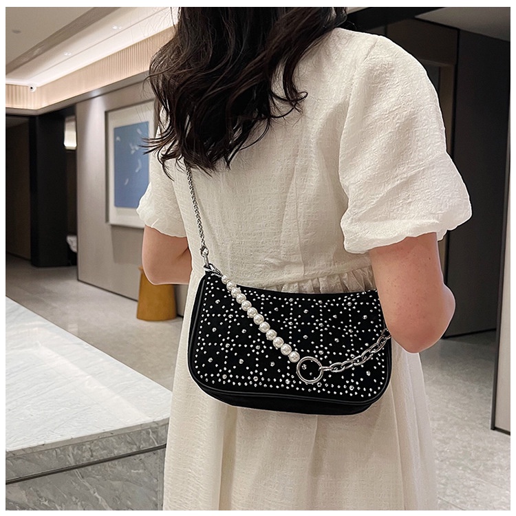 Túi Đựng Điện Thoại Đeo Vai / Kẹp Nách Đính Đá Đơn Giản Xinh Xắn