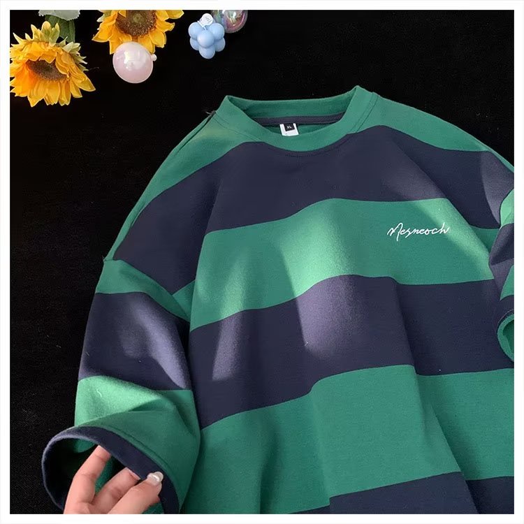 Áo Thun Tay Ngắn Họa Tiết Sọc Phong Cách Retro Thời Trang Cho Nam