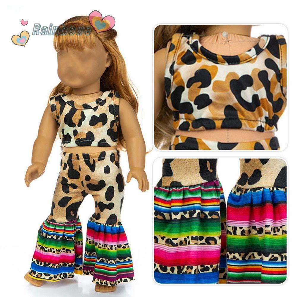 Set Áo Thun Họa Tiết Da Báo Và Quần Dài 43cm Thời Trang Cho Bé Gái
