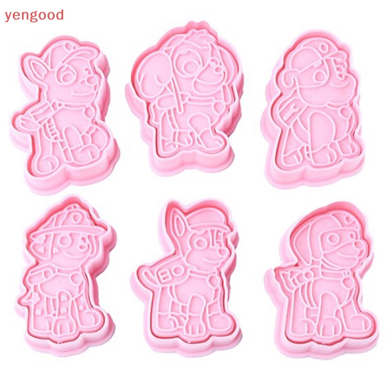 Bộ 6 Khuôn Cắt Bánh Quy Bằng Nhựa Hình Chú Chó 3D DIY Dành Cho Trẻ Em