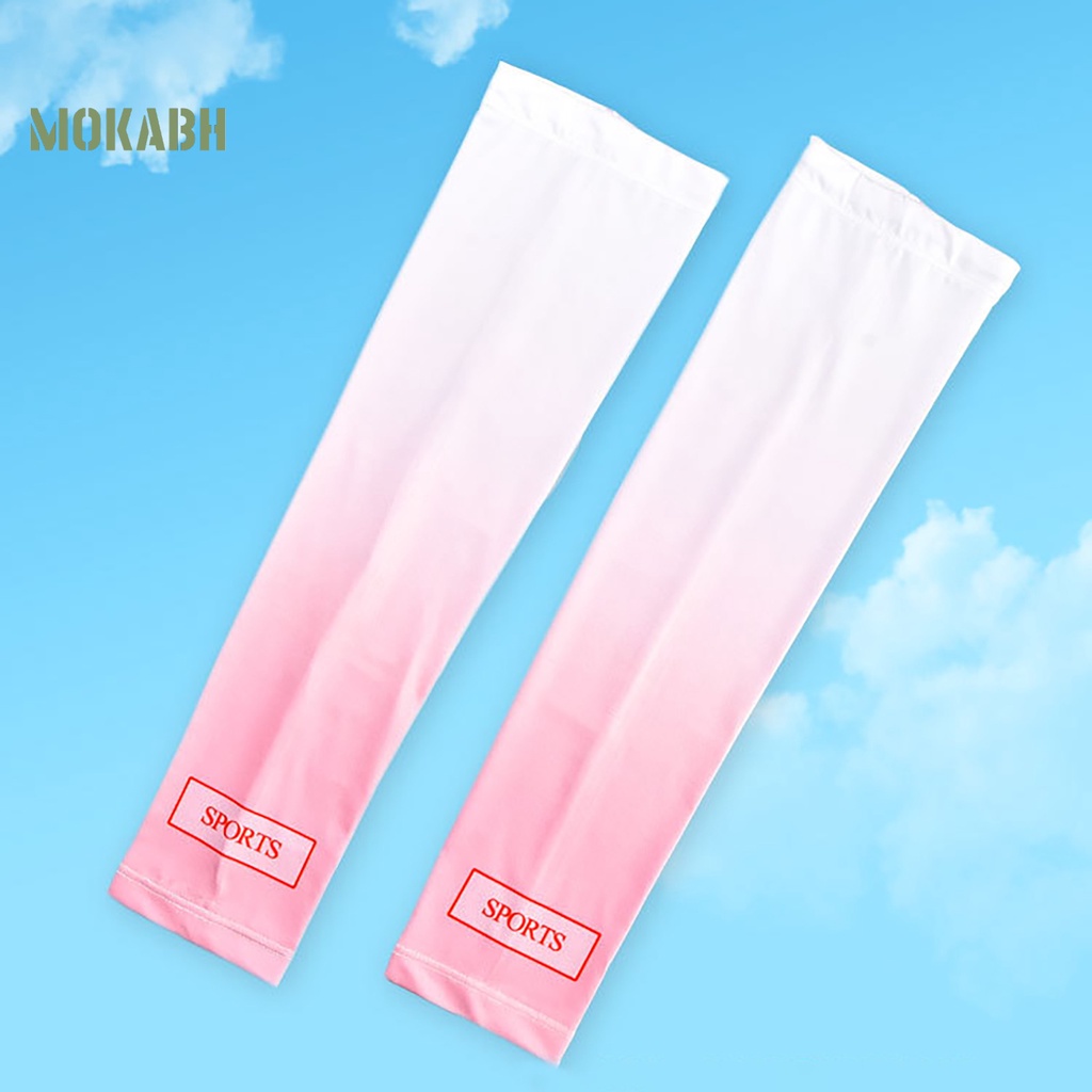 1 Cặp Găng Tay Chống Nắng Bằng Lụa Lạnh Co Giãn Thoáng Khí Màu Sắc Gradient Độc Đáo