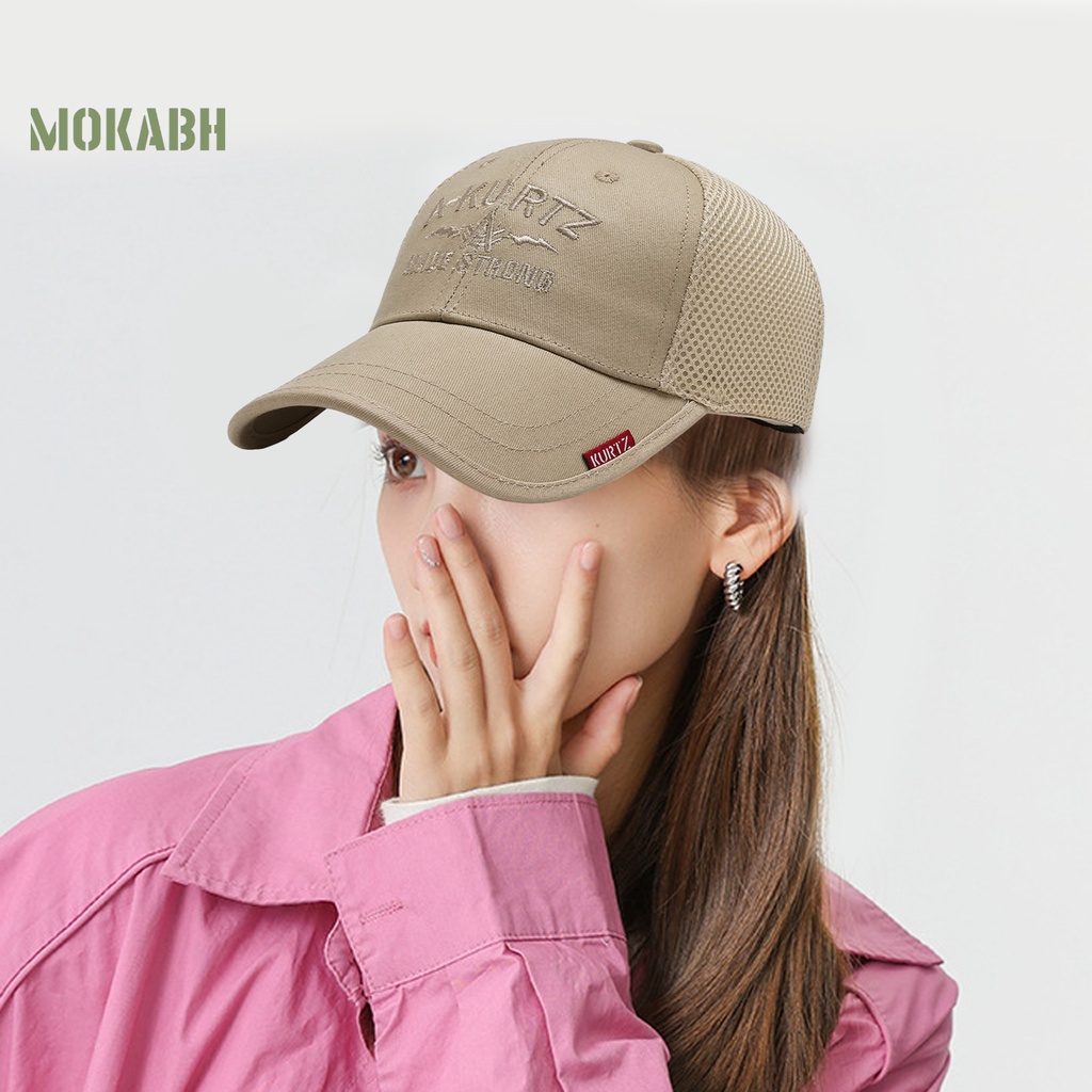 [Mok Abh] Mũ Lưỡi Trai Phối Lưới Thoáng Khí Hình Chữ Cái Sành Điệu Nâng Cao Khuôn Mặt Chống Nắng Cho Nam