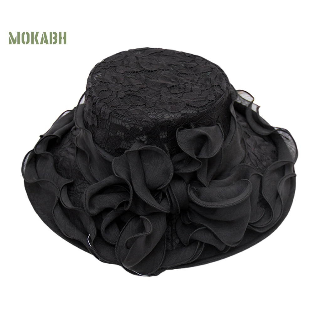 Nón Tai Bèo Phối Ren Và Nơ Có Thể Gấp Lại Được Dùng Cho Nữ Trong Tiệc Cưới