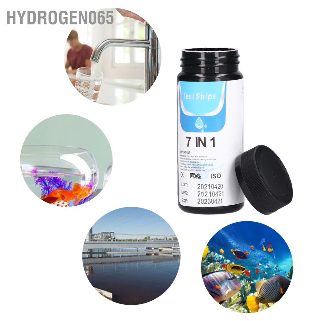 Hydrogen065 Bộ 50 Giấy Kiểm Tra Chất Lượng Nước 7 Trong 1 Đa Năng PH Thử Cho Bể Bơi Cá
