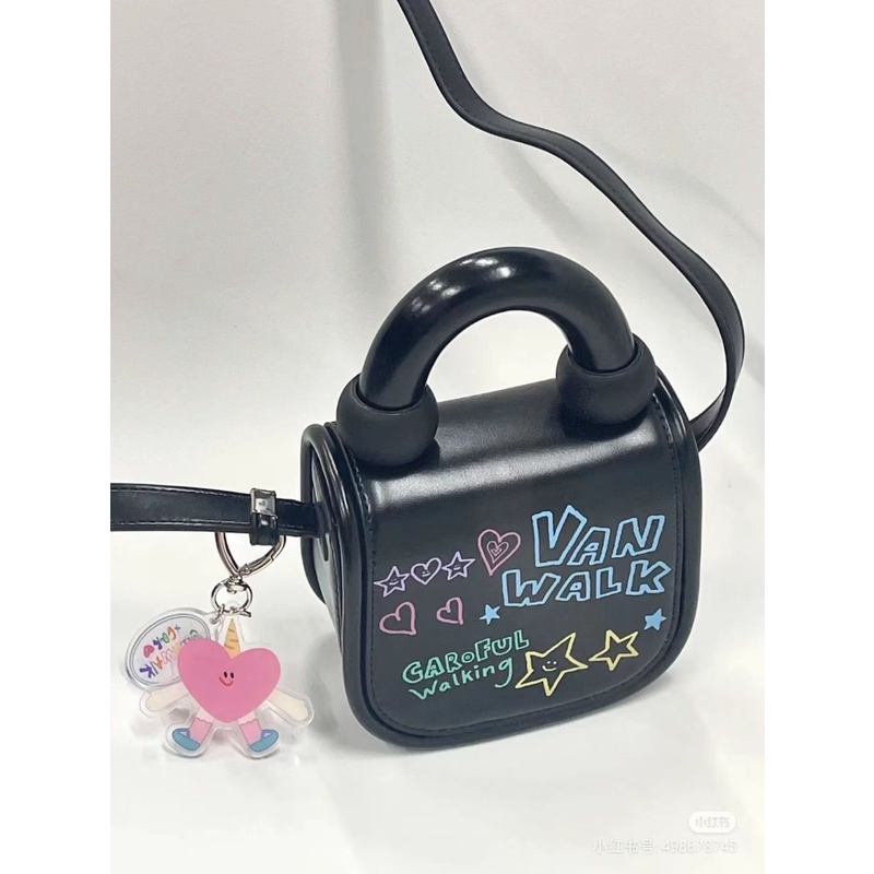 Túi Đeo Chéo Mini In Họa Tiết Hoạt Hình Graffiti Phong Cách Hàn Quốc Thời Trang Cho Học Sinh