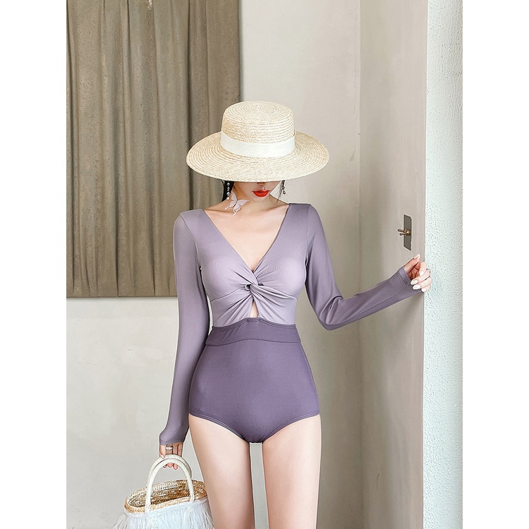 Đồ Bơi Một Mảnh Dài Tay Ôm Dáng Phong Cách Hàn Quốc Gợi Cảm Cho Nữ