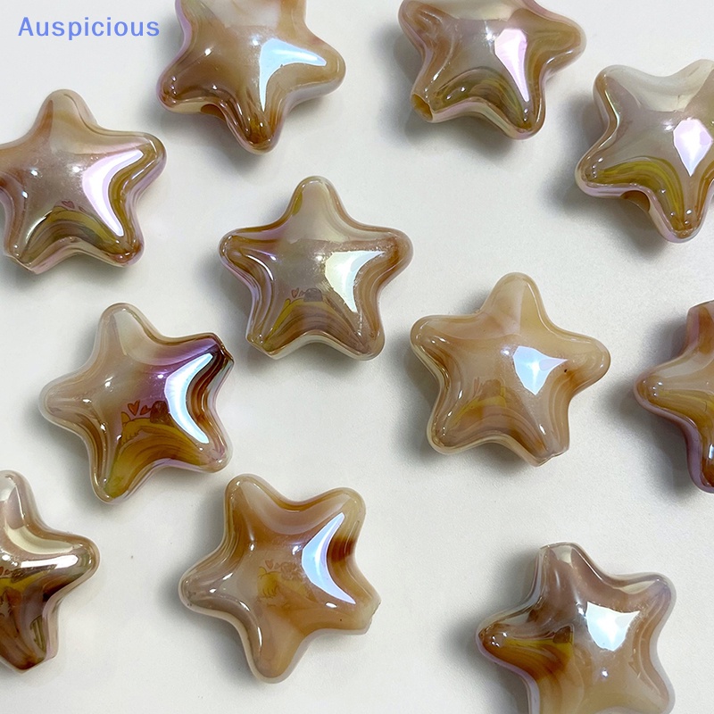 Set 10 Hạt Acrylic Hình Ngôi Sao Năm Cánh Lấp Lánh Nhiều Màu Sắc Dễ Thương Dùng Trang Trí Vòng Tay DIY