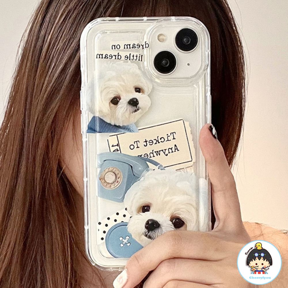 Ốp Điện Thoại TPU Mềm Chống Sốc In Hình Chú Cún Hoạt Hình Dễ Thương Cho IPhone 11 14 13 12 Pro Max