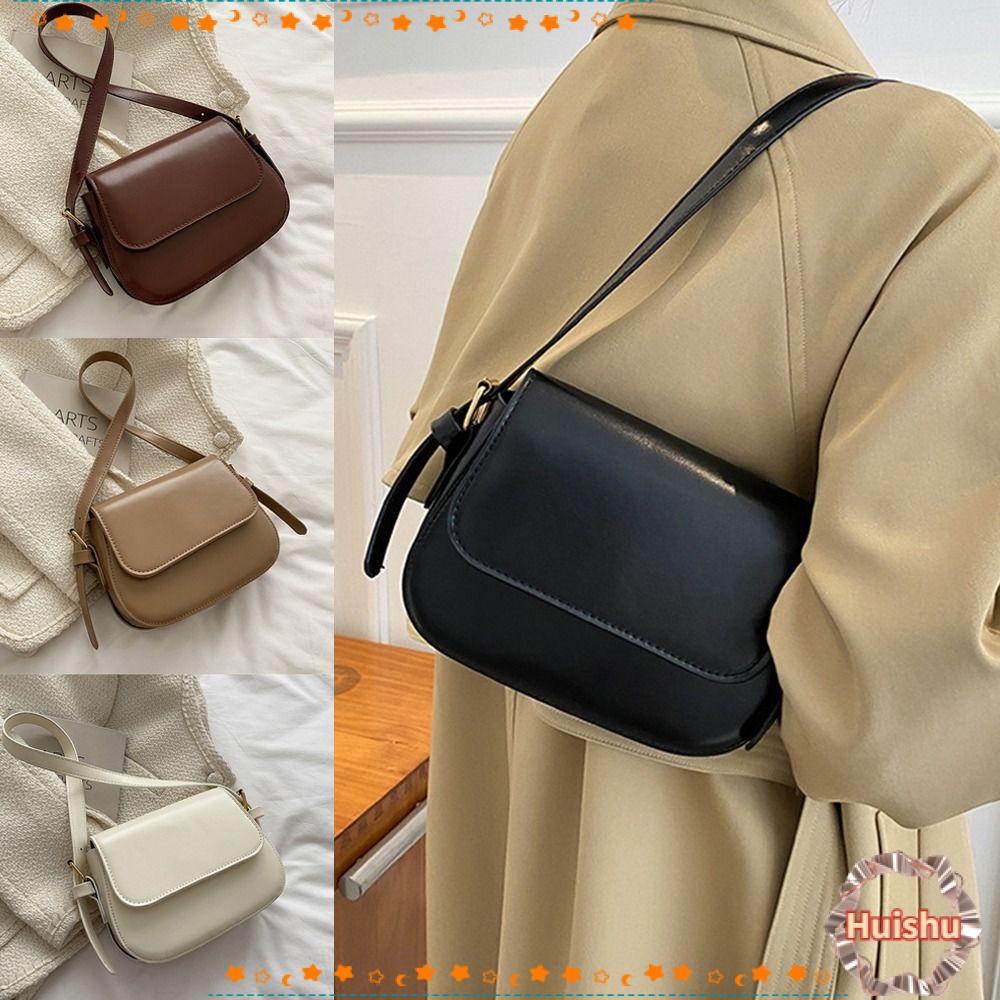 HS Túi Đeo Chéo Da PU Màu Trơn Thời Trang