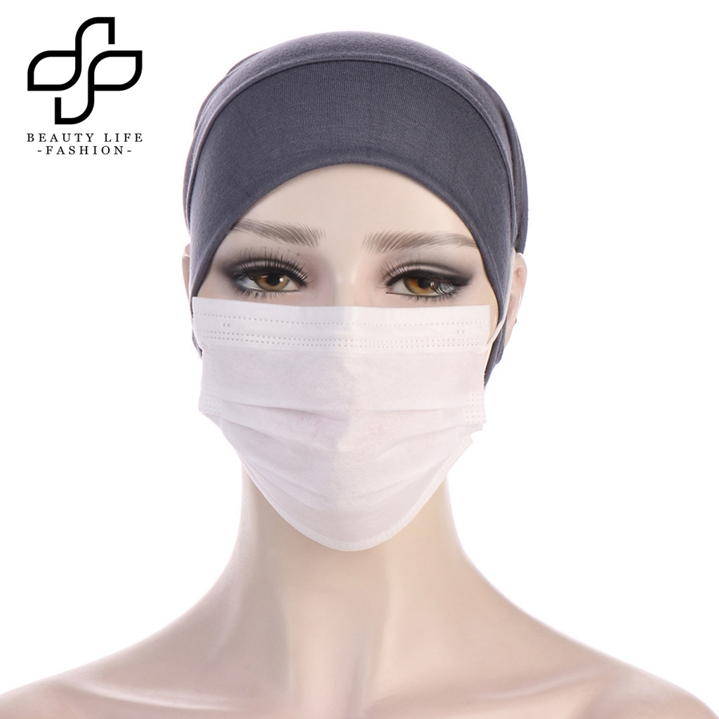 Mũ Trùm Đầu Bằng Vải Mềm Mỏng Màu Trơn Co Giãn Thoáng Khí Có Lỗ Xỏ Tai Cho Nữ