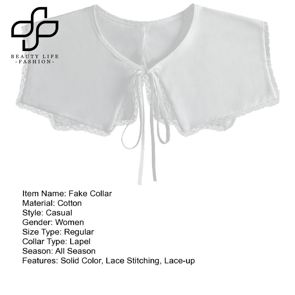 Cổ Áo Sơ Mi Cotton Màu Trơn Cột Dây Có Thể Tháo Rời Thời Trang Cho Nữ