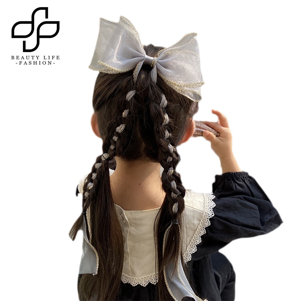 Kẹp Tóc Đính Nơ Lưới Dài Phong Cách Hàn Quốc Cho Nữ