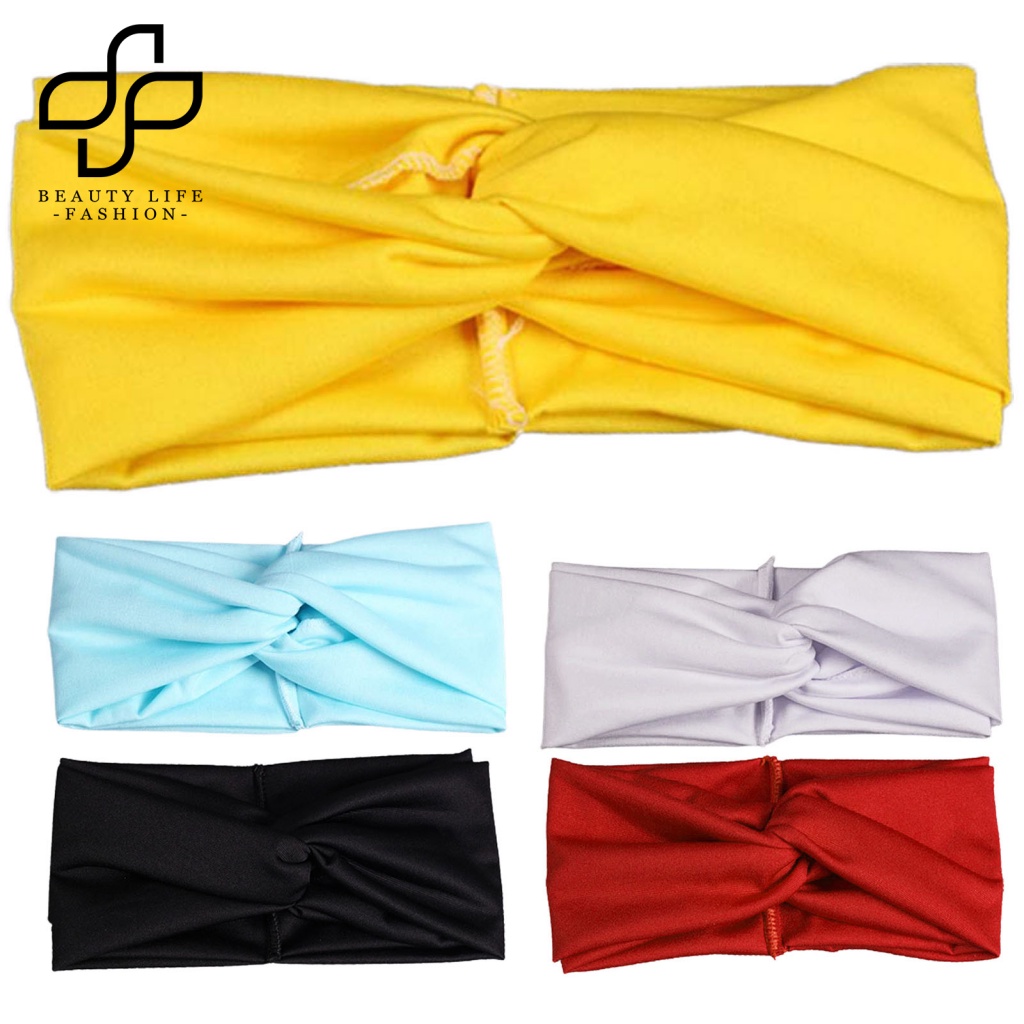 Băng Đô Vải Co Giãn Màu Trơn Bắt Mắt Thời Trang Dành Cho Nữ