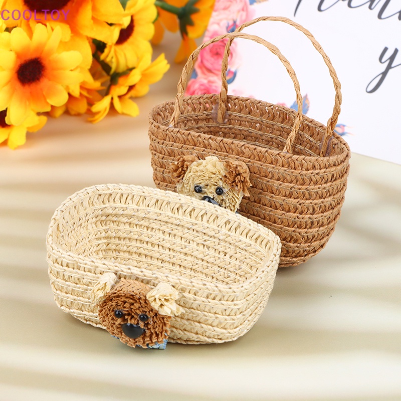 Giỏ Đan Mini Đựng Đồ Đa Năng Cho Nhà Búp Bê Tỷ Lệ 1 / 12