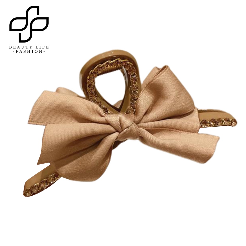 Kẹp Tóc Càng Cua Đính Đá Màu Trơn Chống Rơi Cho Nữ