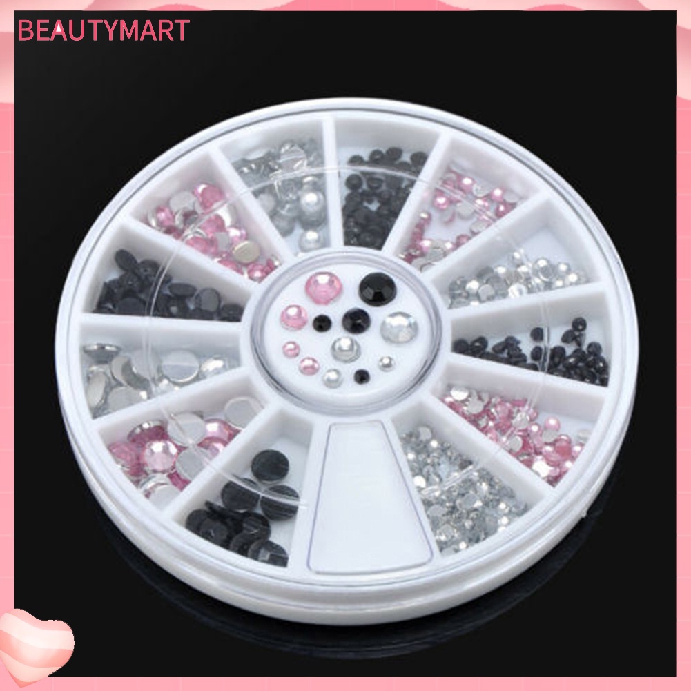 Khay Bánh Xe 13 Ngăn Đựng Hạt Đá 3D Lấp Lánh Trang Trí Móng Tay DIY