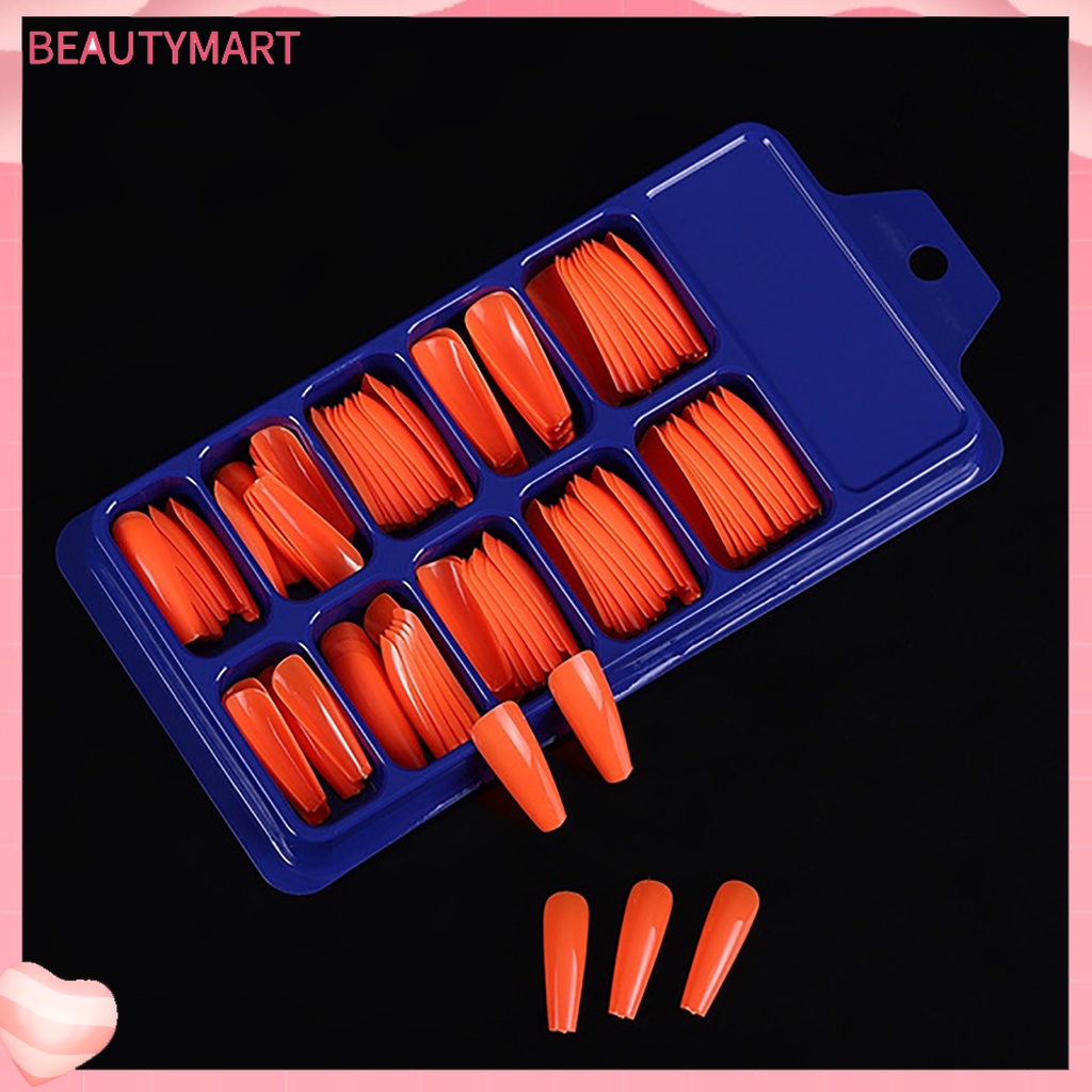 Bộ 100 Móng Tay Giả Toàn Diện Màu Trơn Thời Trang