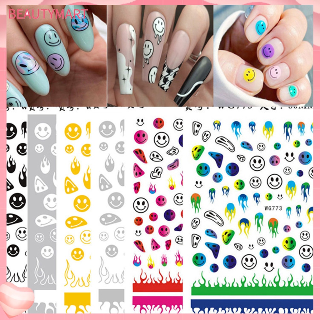 Nhãn Dán Trang Trí Móng Tay Hình Ngọn Lửa DIY 6 Màu Siêu Mỏng