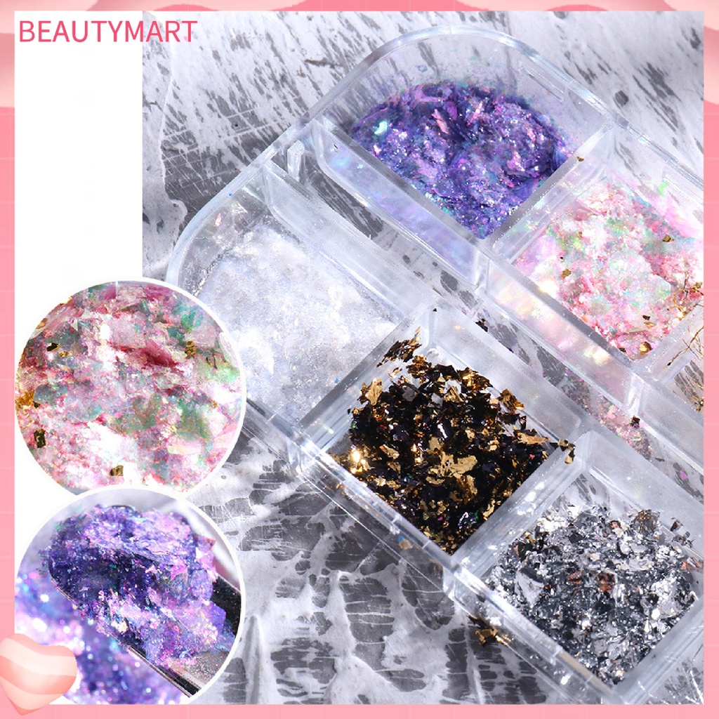 1 Hộp Lá Vàng Lấp Lánh 12 Ngăn Dùng Trang Trí Móng Tay Dễ Dàng