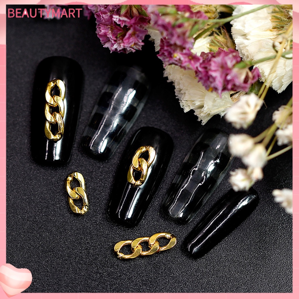 Set 10 Phụ Kiện Trang Trí Móng Tay 3D Bằng Kim Loại Chống Rỉ Màu Sắc Sống Động