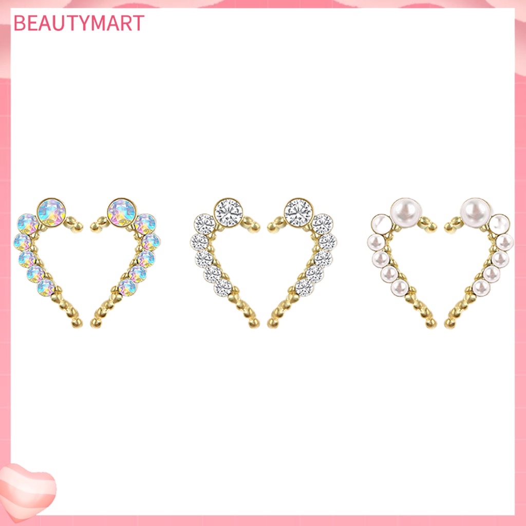 Bộ 10 Phụ Kiện Trang Trí Móng Tay Hình Trái Tim Bằng Hợp Kim DIY