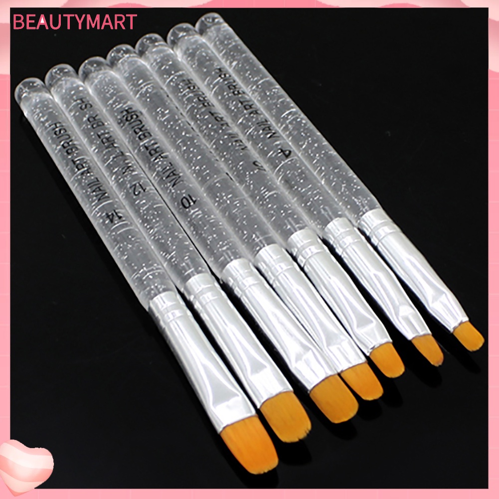 Set 7 Cọ Vẽ Móng Tay Đầu Pha Lê Giả Trong Suốt Bằng Thép Không Gỉ