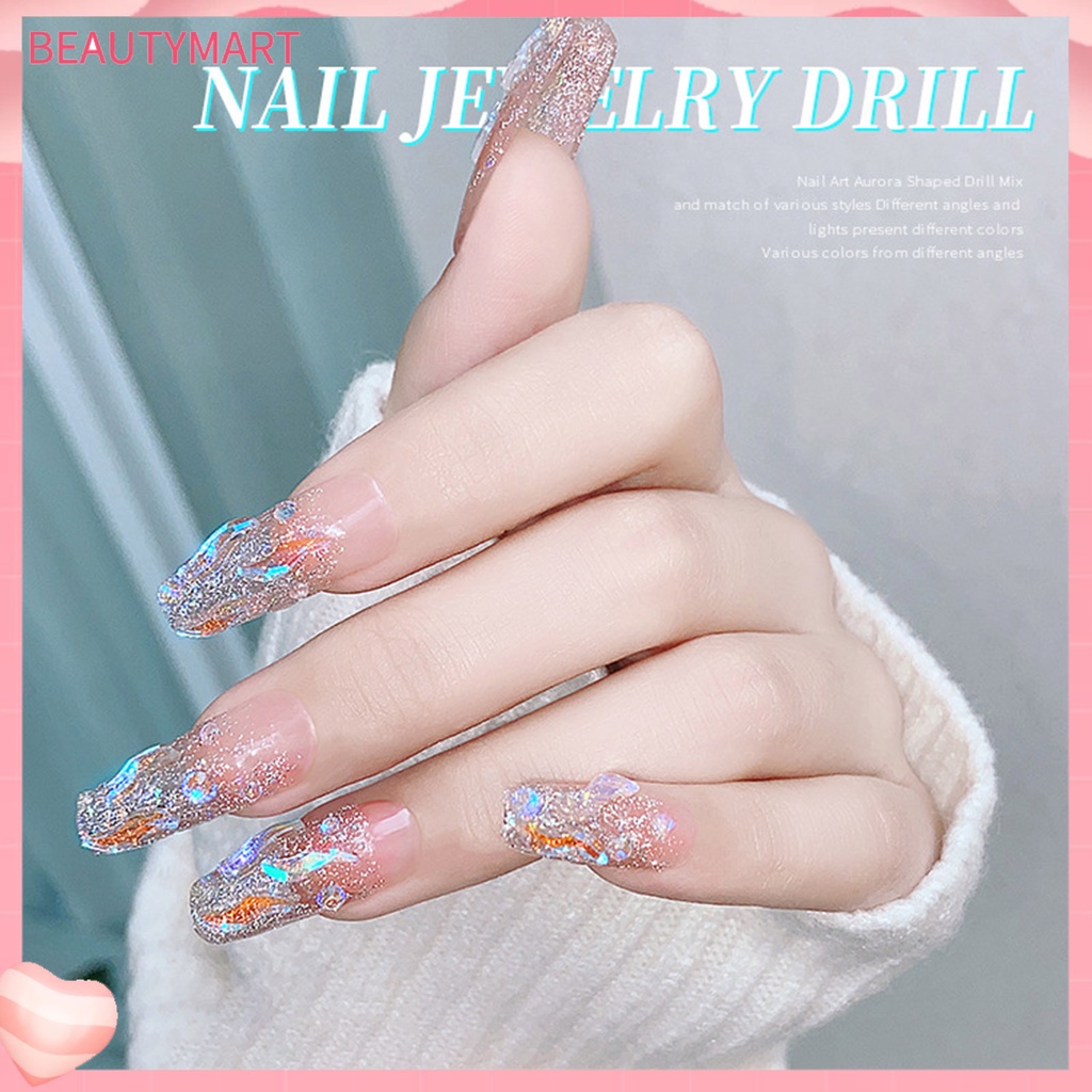 Phụ Kiện Trang Trí Móng Tay Hình Dạng Bất Đối Xứng Lấp Lánh Chống Thấm Nước DIY
